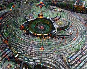 A drone shot of the infinite fractal Al Pastor Memorial Park